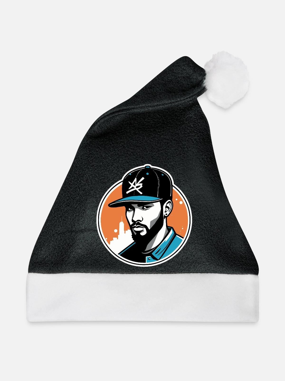 Logo-Stil Urbanes Design - Weihnachtsmütze - Schwarz/Weiß - Vorne