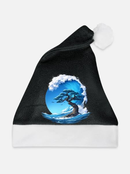 Ein Baum unter einer Welle - Weihnachtsmütze - Schwarz/Weiß