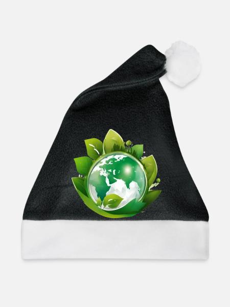 Planet Erde, Mutter Natur - Weihnachtsmütze - Schwarz/Weiß