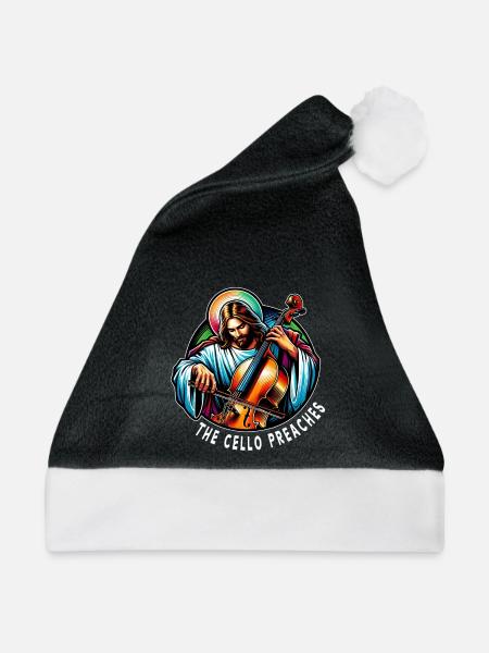 Das Cello predigt Jesus Christus - Weihnachtsmütze - Schwarz/Weiß - Vorne