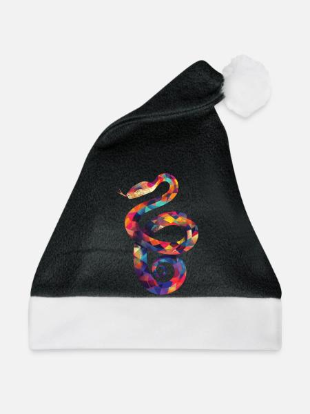 Bunte Schlangen-Illustration - Weihnachtsmütze - Schwarz/Weiß