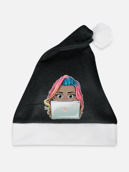 Lebendiges Reva Prisma arbeitendes Mädchen Design - Weihnachtsmütze - Schwarz/Weiß - Vorne