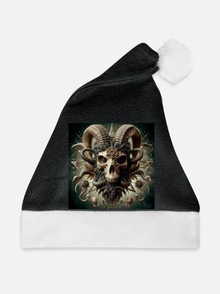 Männlicher Ziegenschädel 3D - Weihnachtsmütze - Schwarz/Weiß