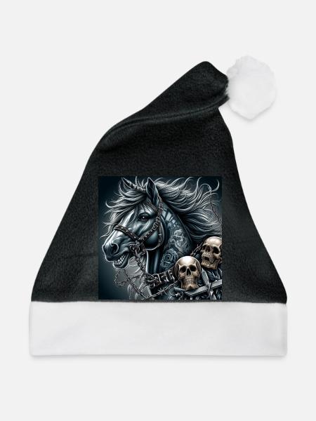 Schweres Pferd - Weihnachtsmütze - Schwarz/Weiß