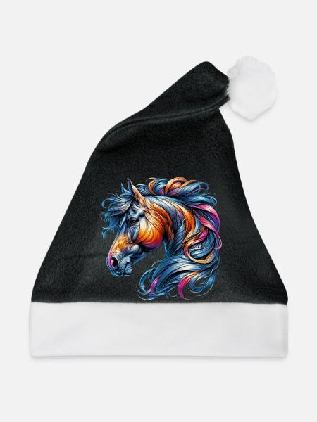 Pferd - Weihnachtsmütze - Schwarz/Weiß