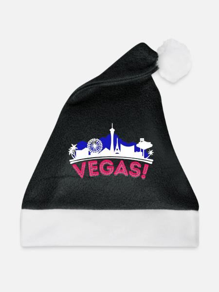 Poker Casino Royal Flush Kartenspiel Vegas Zocken - Weihnachtsmütze - Schwarz/Weiß - Vorne