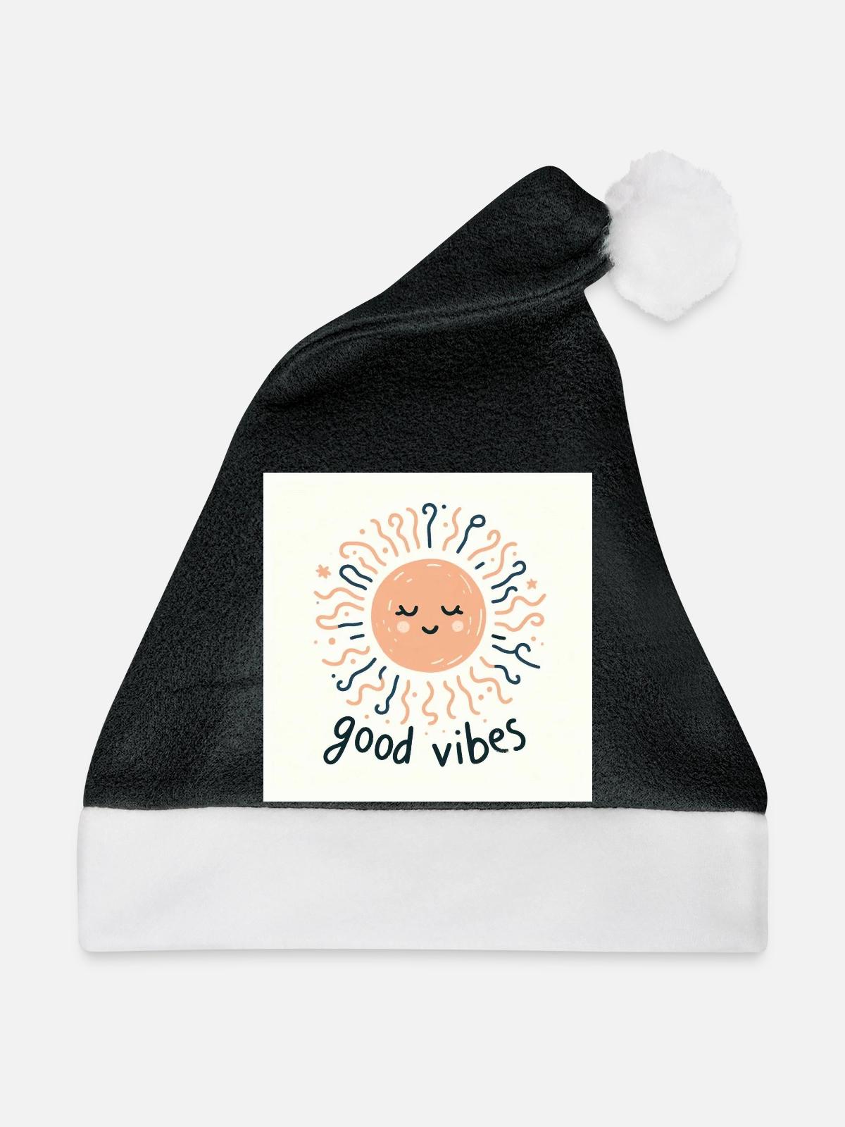 Eine zufriedene Sonne - Weihnachtsmütze - Schwarz/Weiß - Vorne