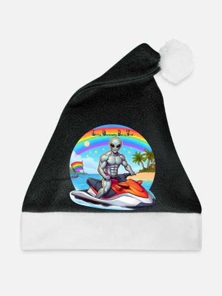 AlienJet Ski am Strand - Weihnachtsmütze - Schwarz/Weiß