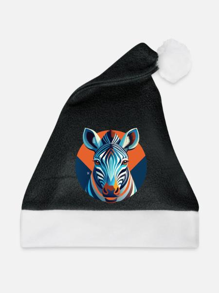 Chromatisches Zebra im geometrischen Kreis - Weihnachtsmütze - Schwarz/Weiß