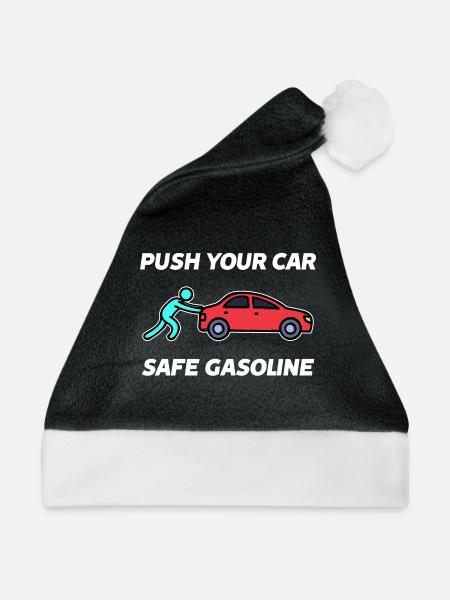 Auto Benzin Statement Tankstelle Tanken Zapfsäule - Weihnachtsmütze - Schwarz/Weiß - Vorne