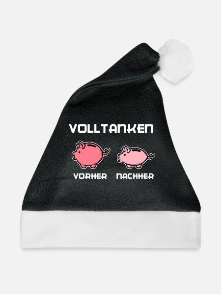 Tanken Statement Benzin Diesel Energie Zapfsäule - Weihnachtsmütze - Schwarz/Weiß - Vorne