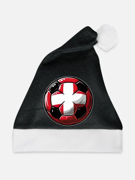 Schweiz Fußball Design – Stolz und Tradition - Weihnachtsmütze - Schwarz/Weiß - Vorne
