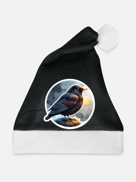 Amsel - Weihnachtsmütze - Schwarz/Weiß - Vorne