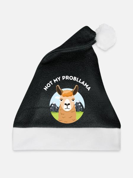 Not my probllama - Mürrisches Lama - Weihnachtsmütze - Schwarz/Weiß - Vorne