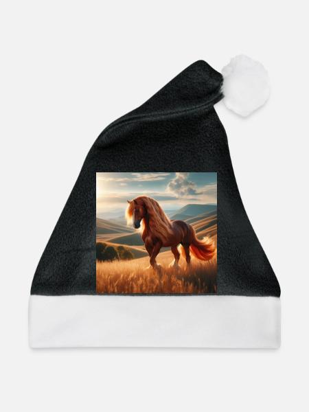 Freies Pferd - Weihnachtsmütze - Schwarz/Weiß