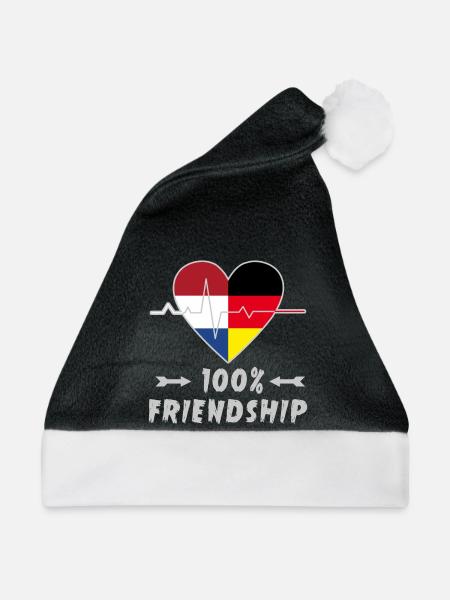 Niederlande und Deutschland 100% Freundschaft - Weihnachtsmütze - Schwarz/Weiß