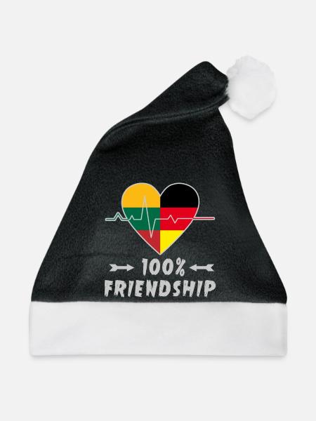 Litauen und Deutschland 100% Freundschaft - Weihnachtsmütze - Schwarz/Weiß