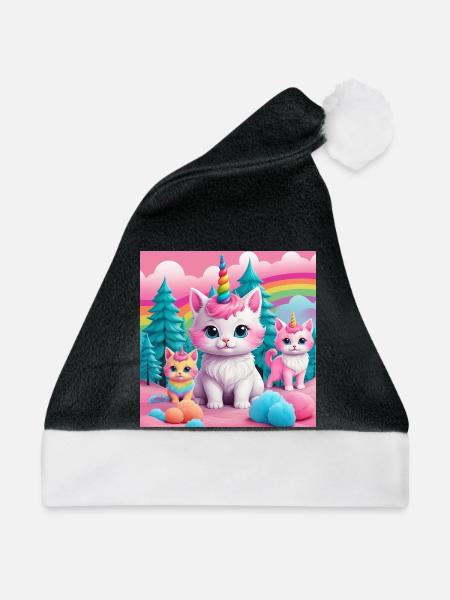 Unicorn Kittens - Weihnachtsmütze - Schwarz/Weiß