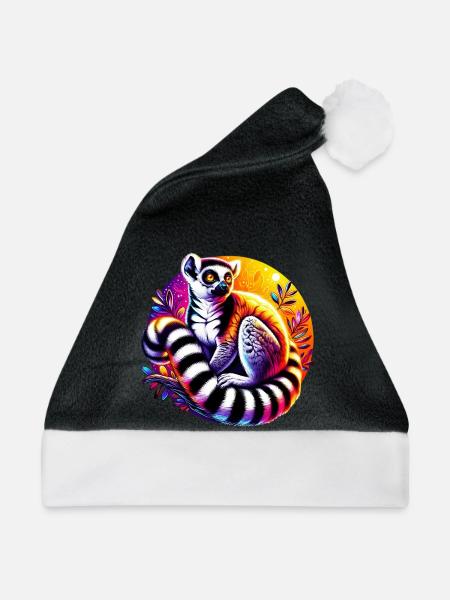 Lemur - Weihnachtsmütze - Schwarz/Weiß