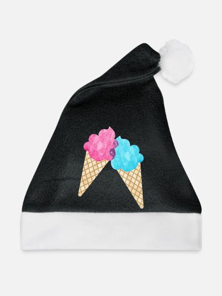 Eis Paar Duo Sommer Eisdiele cool Sommer zwei Fan - Weihnachtsmütze - Schwarz/Weiß - Vorne