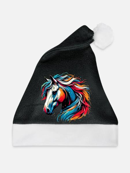 Pferd - Weihnachtsmütze - Schwarz/Weiß