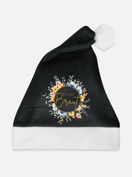 Team Braut! Personalisierbar - Weihnachtsmütze - Schwarz/Weiß