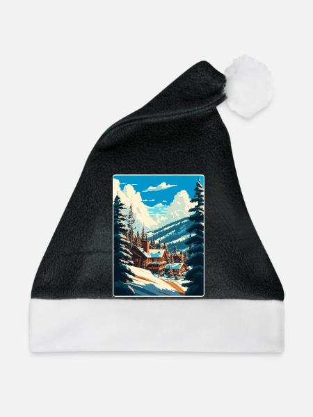 Vail Ski Resort Skifahren Reise Poster Souvenir WPA - Weihnachtsmütze - Schwarz/Weiß - Vorne