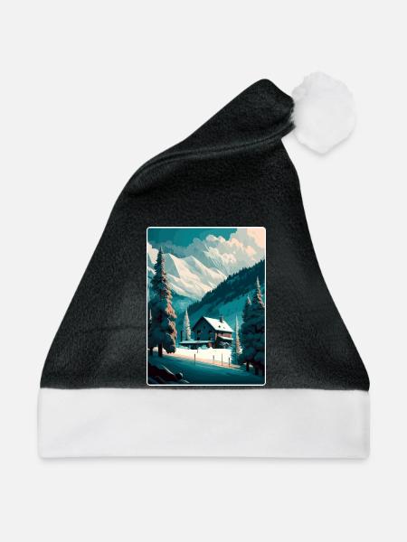 St Anton Ski Skifahren Vintage Reise Poster Souvenir - Weihnachtsmütze - Schwarz/Weiß