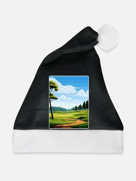 Shadow Creek Golfplatz Reiseposter Souvenir - Weihnachtsmütze - Schwarz/Weiß - Vorne