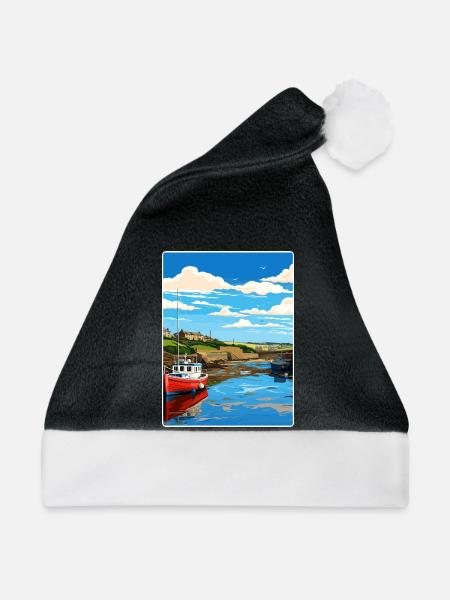 Bude Cornwall England Reiseposter Souvenir WPA - Weihnachtsmütze - Schwarz/Weiß - Vorne