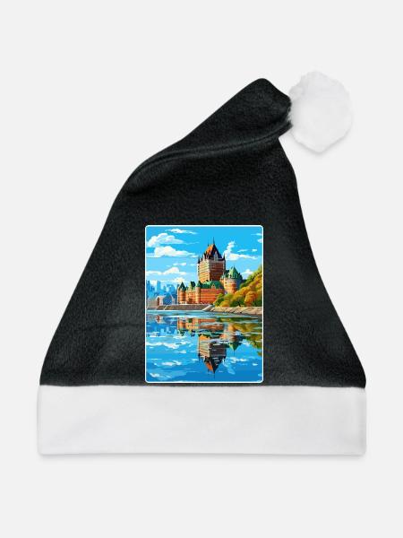 Quebec City Kanada Reise Poster Souvenir Farbe WP - Weihnachtsmütze - Schwarz/Weiß - Vorne