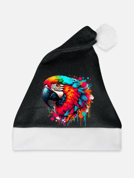 Papagei - Weihnachtsmütze - Schwarz/Weiß
