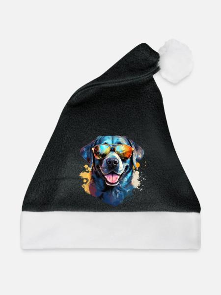 Labrador mit Sonnenbrille - Weihnachtsmütze - Schwarz/Weiß