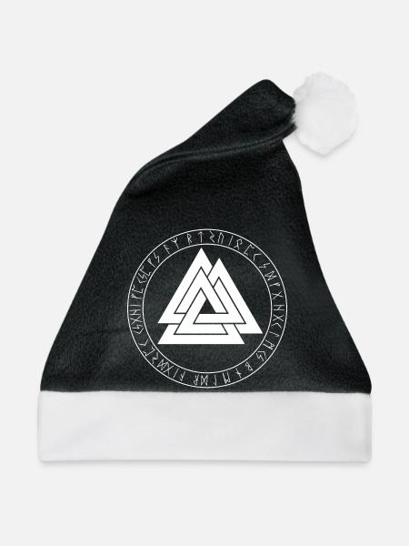 Valknut Wikingersymbol - Weihnachtsmütze - Schwarz/Weiß - Vorne