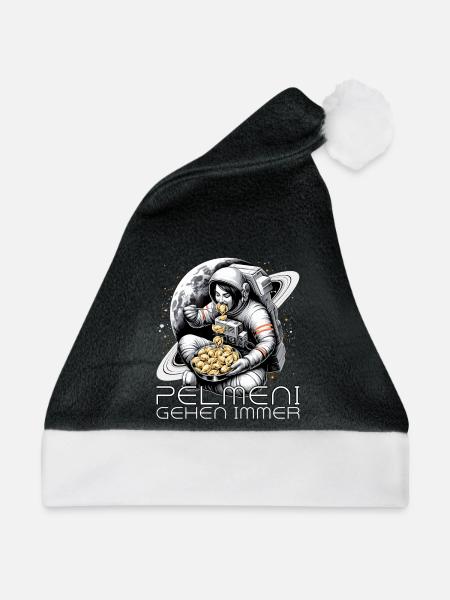 Astronaut Astronautin Pelmeni lecker Geschenk - Weihnachtsmütze - Schwarz/Weiß - Vorne