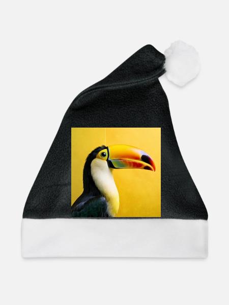 Tukan-Vogel auf tropischen gelben Hintergrundfarben - Weihnachtsmütze - Schwarz/Weiß - Vorne