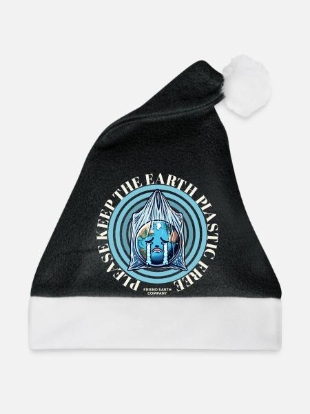 Weinende Erdkugel - Weihnachtsmütze - Schwarz/Weiß