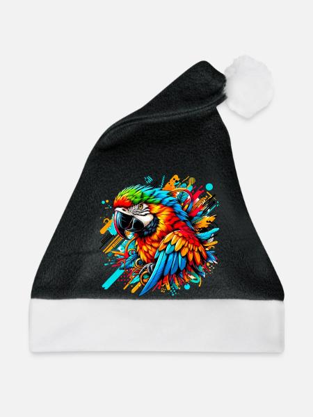 Papagei - Weihnachtsmütze - Schwarz/Weiß