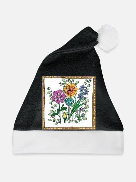 Blumen, Blüten und Pflanzen - Weihnachtsmütze - Schwarz/Weiß