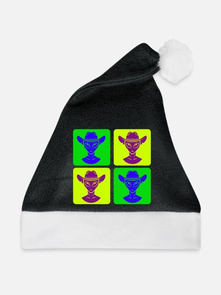 Alien Cowboy Pop-Art Design - Weihnachtsmütze - Schwarz/Weiß
