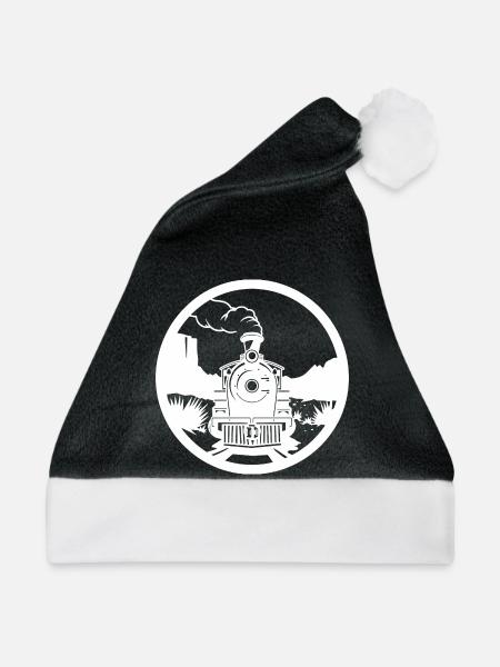 Eisenbahn Zeichnung - Weihnachtsmütze - Schwarz/Weiß
