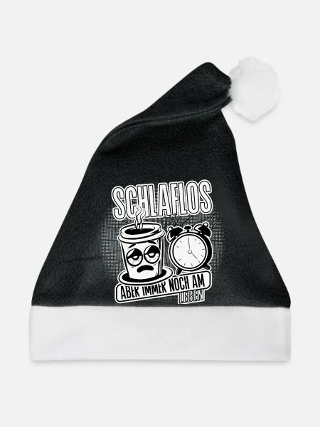 Schlaflos, aber am leben. Kein Schlaf Mom Life. - Weihnachtsmütze - Schwarz/Weiß - Vorne