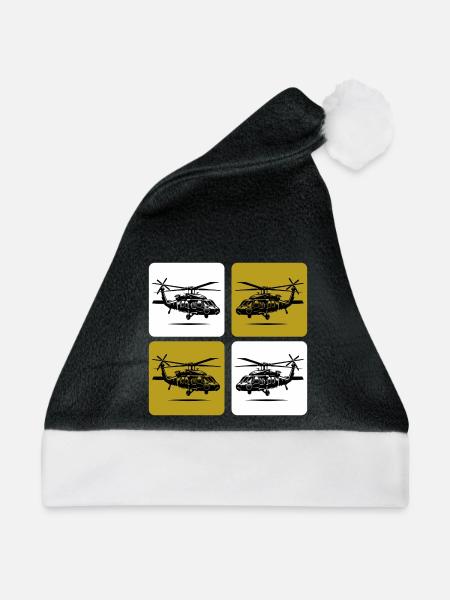 Army Hubschrauber – Militär - Weihnachtsmütze - Schwarz/Weiß - Vorne