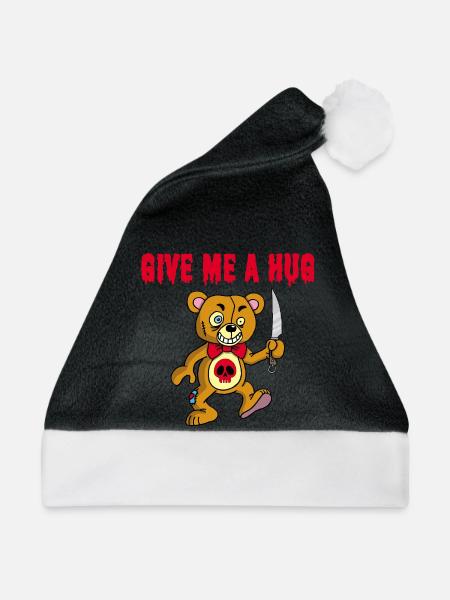 Psychopathischer Teddybär - Weihnachtsmütze - Schwarz/Weiß