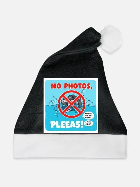 Kein Fotos im Schwimmbad! Foto Verbotsschild - Weihnachtsmütze - Schwarz/Weiß - Vorne