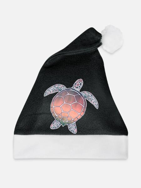 Meeresschildkröte - Weihnachtsmütze - Schwarz/Weiß - Vorne