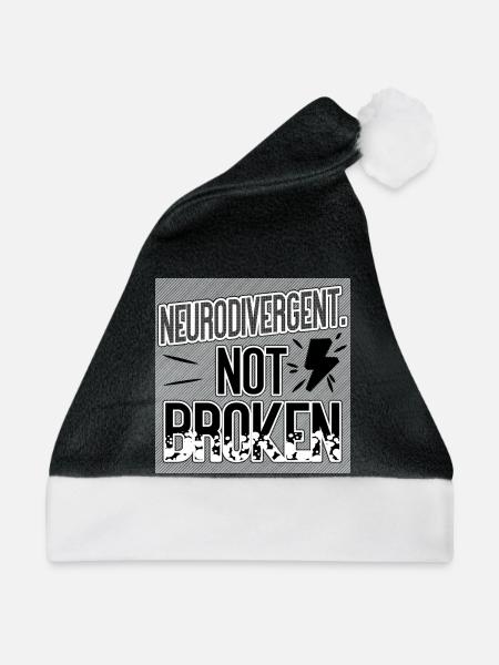 Neurodivergent Not Broken – Neurodiversity Pride - Weihnachtsmütze - Schwarz/Weiß - Vorne