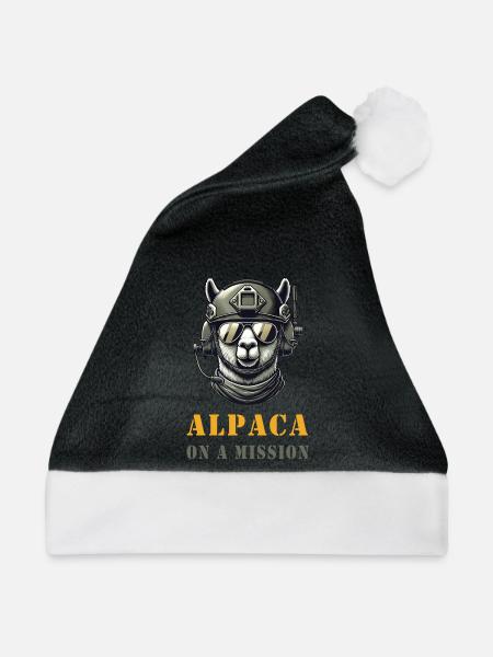 Alpaka im Einsatz - Weihnachtsmütze - Schwarz/Weiß