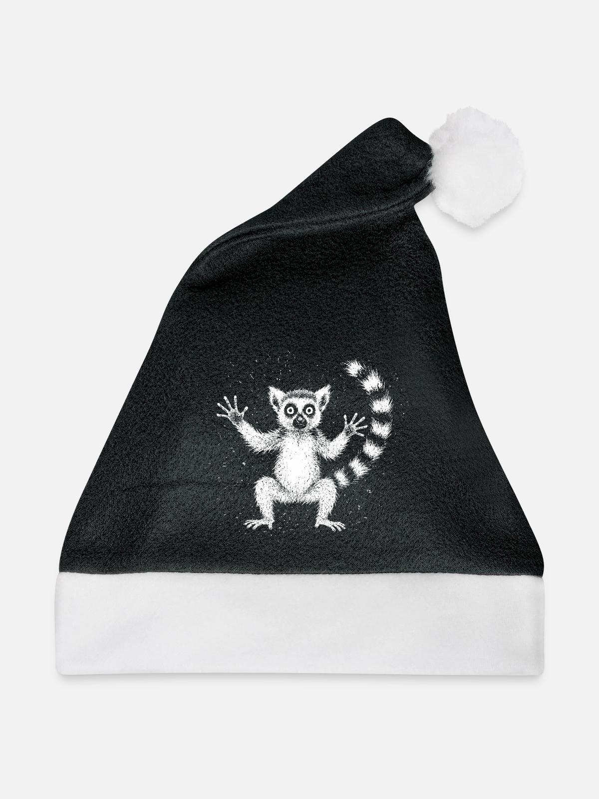 Lemur - Weihnachtsmütze - Schwarz/Weiß - Vorne
