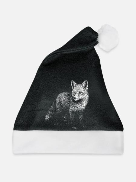 Ein Fuchs - Weihnachtsmütze - Schwarz/Weiß